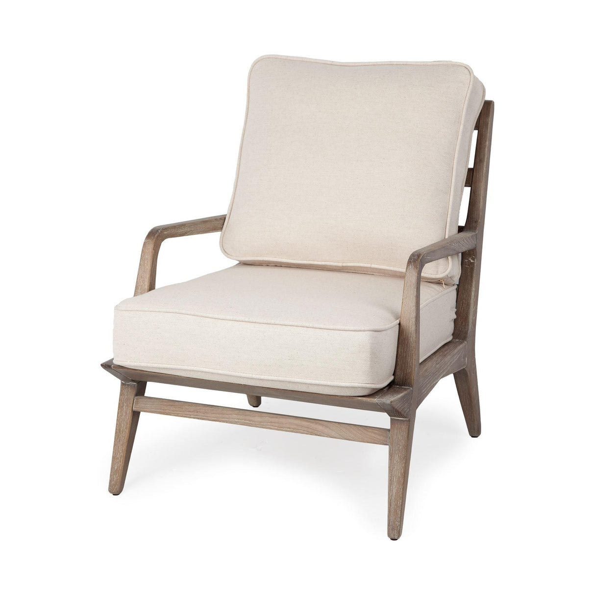 Mercana Harman II Off-White Fabric Seat w/ Wood Frame Accent Chair