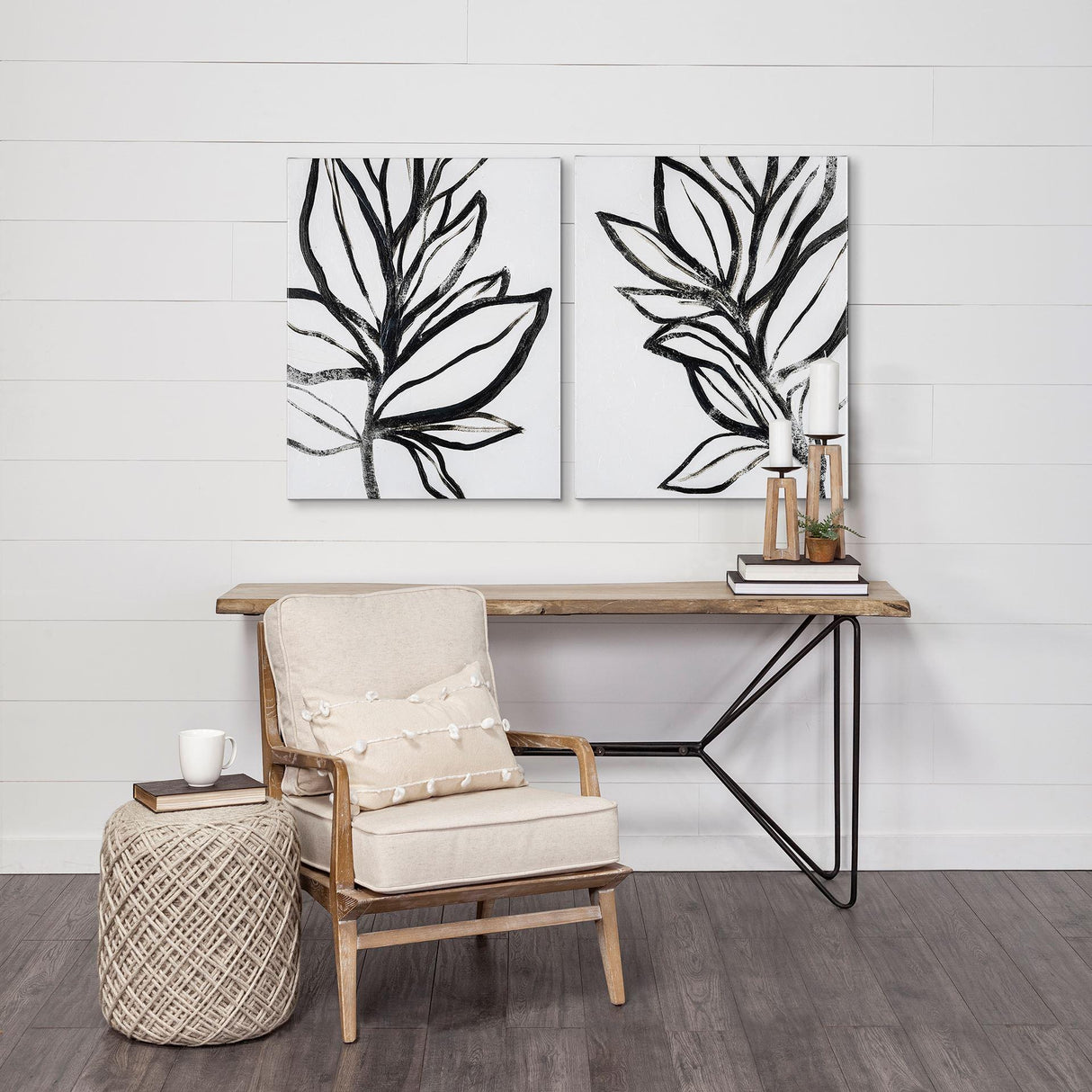 Mercana Harman II Off-White Fabric Seat w/ Wood Frame Accent Chair