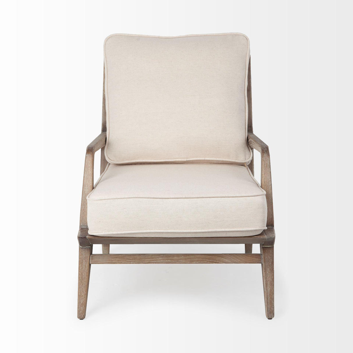 Mercana Harman II Off-White Fabric Seat w/ Wood Frame Accent Chair