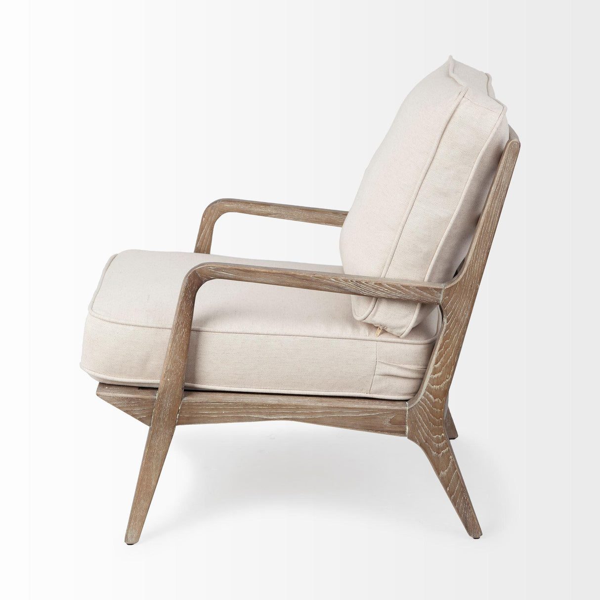Mercana Harman II Off-White Fabric Seat w/ Wood Frame Accent Chair