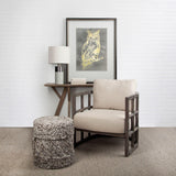 Mercana Skylar I Cream Fabric Covered Cushioned Demi-Lune Wooden Frame Accent Chair