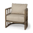 Mercana Skylar II Tan Fabric Covered Cushioned Demi-Lune Wooden Frame Accent Chair
