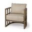Mercana Skylar II Tan Fabric Covered Cushioned Demi-Lune Wooden Frame Accent Chair