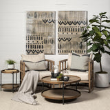 Mercana Skylar II Tan Fabric Covered Cushioned Demi-Lune Wooden Frame Accent Chair