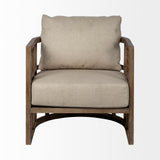 Mercana Skylar II Tan Fabric Covered Cushioned Demi-Lune Wooden Frame Accent Chair