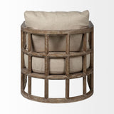 Mercana Skylar II Tan Fabric Covered Cushioned Demi-Lune Wooden Frame Accent Chair