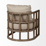 Mercana Skylar II Tan Fabric Covered Cushioned Demi-Lune Wooden Frame Accent Chair