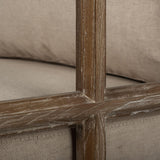 Mercana Skylar II Tan Fabric Covered Cushioned Demi-Lune Wooden Frame Accent Chair