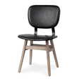 Mercana Haden I Black Faux-Leather Wrap Brown Solid Wood and Iron Base Dining Chair