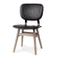 Mercana Haden I Black Faux-Leather Wrap Brown Solid Wood and Iron Base Dining Chair