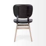 Mercana Haden I Black Faux-Leather Wrap Brown Solid Wood and Iron Base Dining Chair