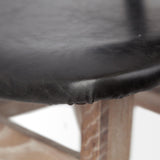 Mercana Haden I Black Faux-Leather Wrap Brown Solid Wood and Iron Base Dining Chair