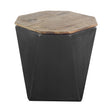 Mercana Esagono Octagonal Black Metal-Clad Reclaimed Wood End/Side Table w/ Storage