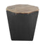Mercana Esagono Octagonal Black Metal-Clad Reclaimed Wood End/Side Table w/ Storage