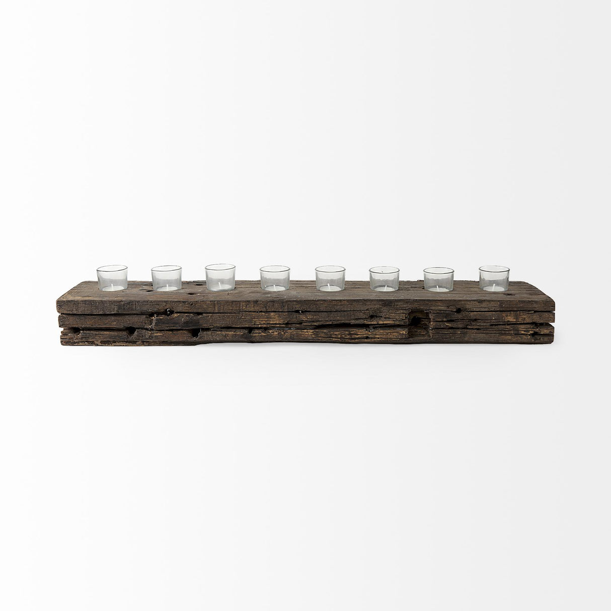 Mercana Lakara Reclaimed Wood Eight Tealight Table Candle Holder