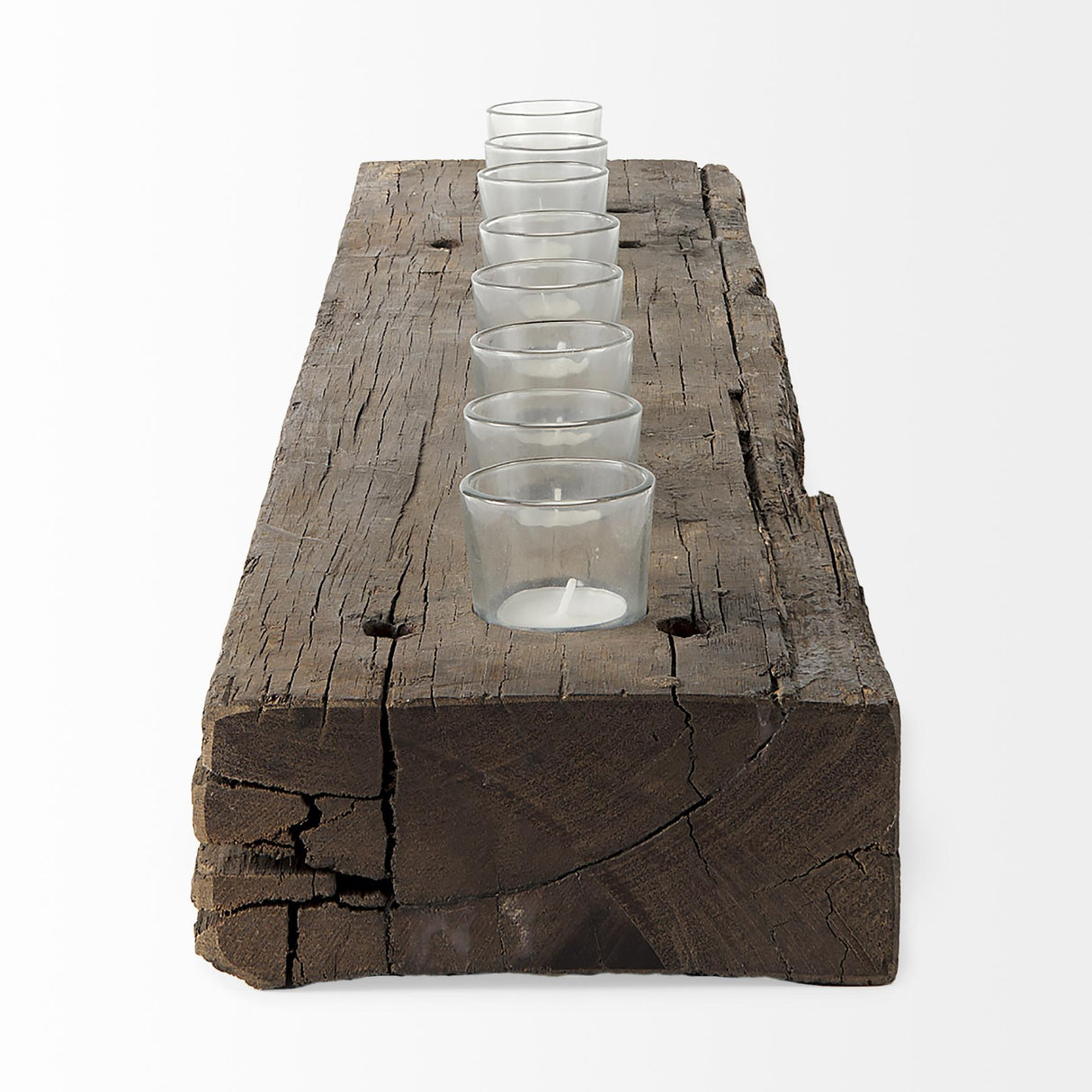 Mercana Lakara Reclaimed Wood Eight Tealight Table Candle Holder