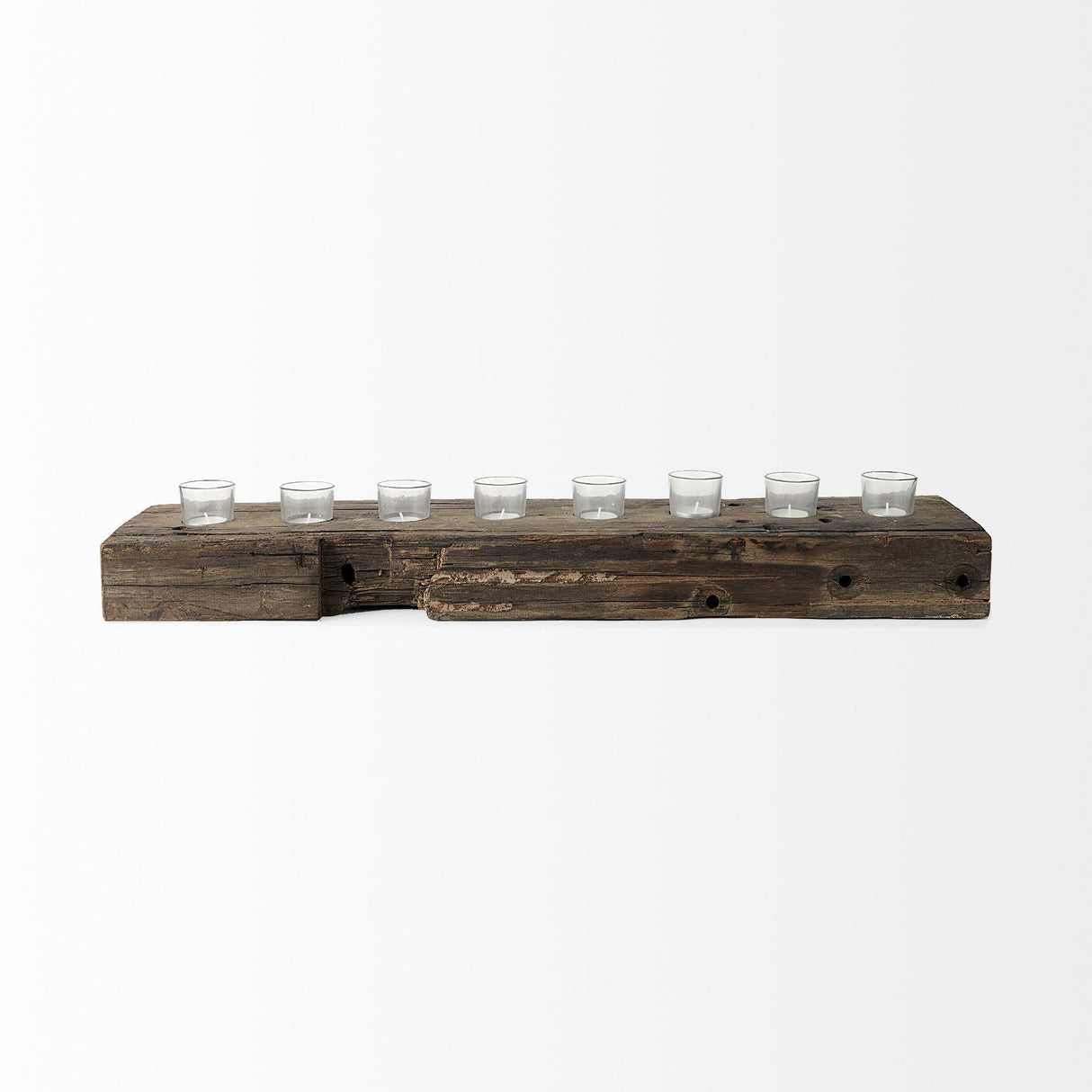 Mercana Lakara Reclaimed Wood Eight Tealight Table Candle Holder