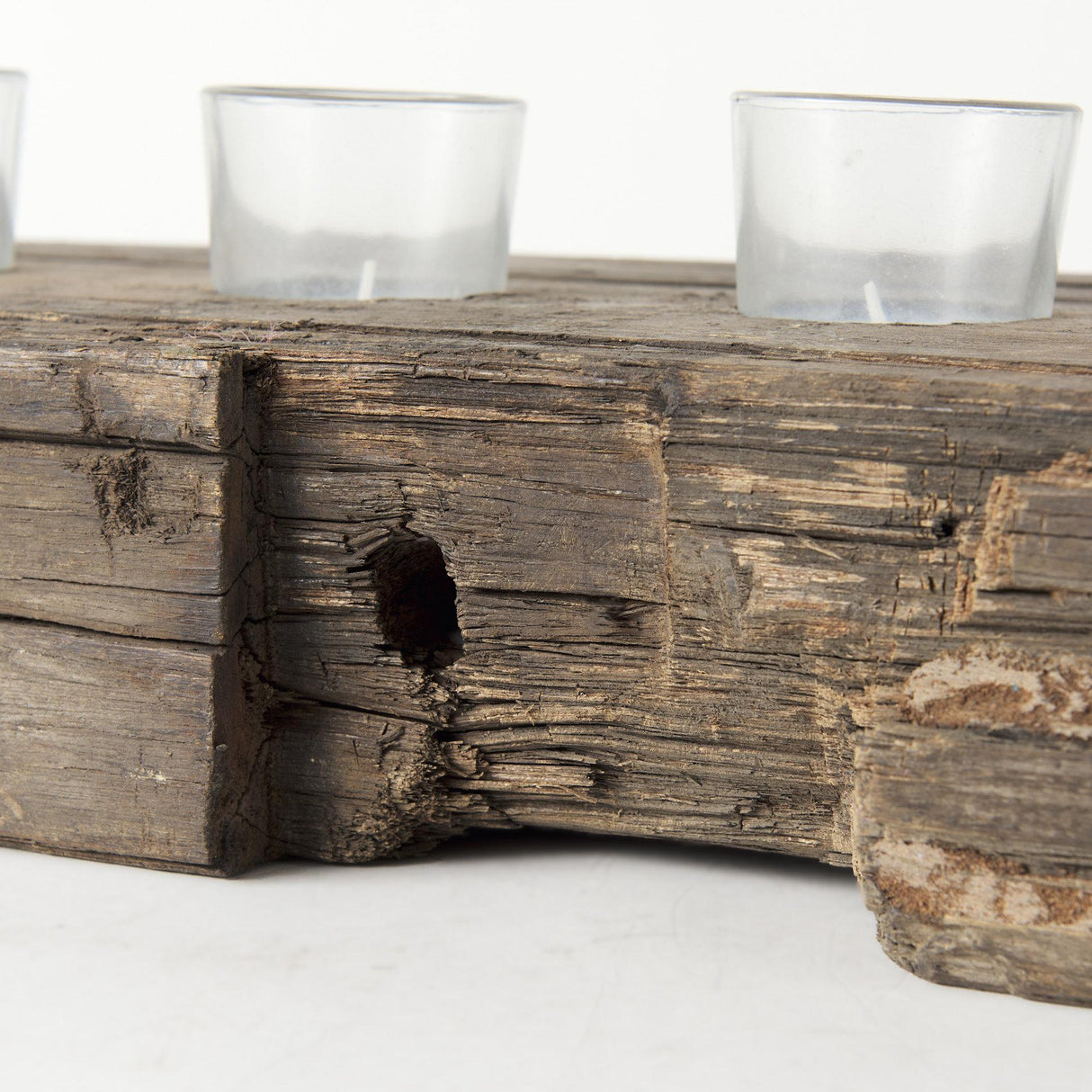 Mercana Lakara Reclaimed Wood Eight Tealight Table Candle Holder