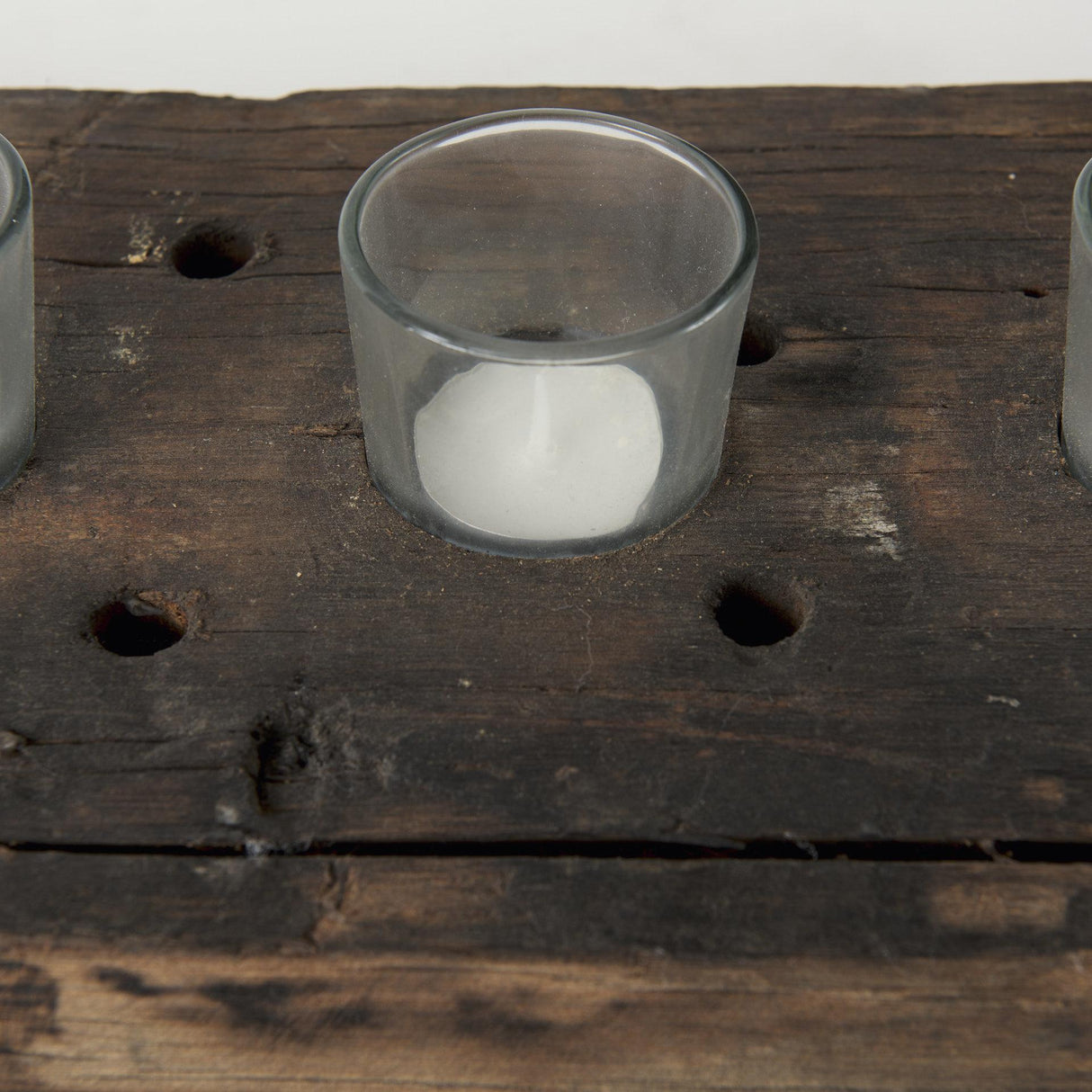 Mercana Lakara Reclaimed Wood Eight Tealight Table Candle Holder
