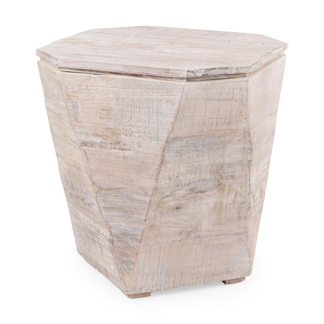 Mercana Esagono Octagonal Reclaimed Wood End/Side Table w/ Storage