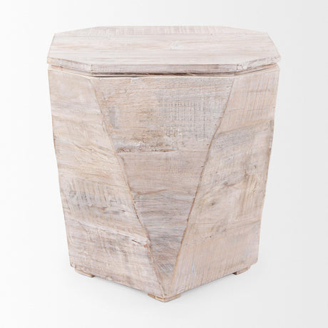 Mercana Esagono Octagonal Reclaimed Wood End/Side Table w/ Storage
