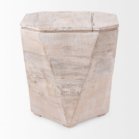 Mercana Esagono Octagonal Reclaimed Wood End/Side Table w/ Storage