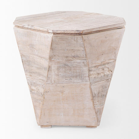 Mercana Esagono Octagonal Reclaimed Wood End/Side Table w/ Storage