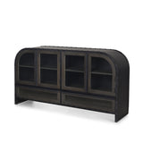 Mercana Gehry I 62.3x16.5 Black Metal Frame w/Wood Accent 4 Cabinet Door Two Drawer Sideboard