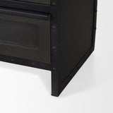 Mercana Gehry I 62.3x16.5 Black Metal Frame w/Wood Accent 4 Cabinet Door Two Drawer Sideboard