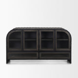 Mercana Gehry I 62.3x16.5 Black Metal Frame w/Wood Accent 4 Cabinet Door Two Drawer Sideboard