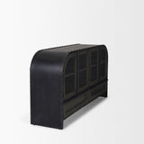 Mercana Gehry I 62.3x16.5 Black Metal Frame w/Wood Accent 4 Cabinet Door Two Drawer Sideboard