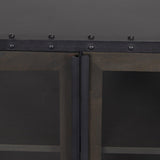 Mercana Gehry I 62.3x16.5 Black Metal Frame w/Wood Accent 4 Cabinet Door Two Drawer Sideboard