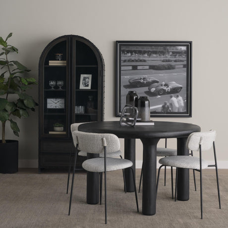 Mercana Gehry 72.3" H Dark Brown Metal Brown Wood and Glass Door Display Cabinet