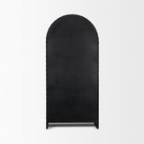 Mercana Gehry 72.3" H Dark Brown Metal Brown Wood and Glass Door Display Cabinet