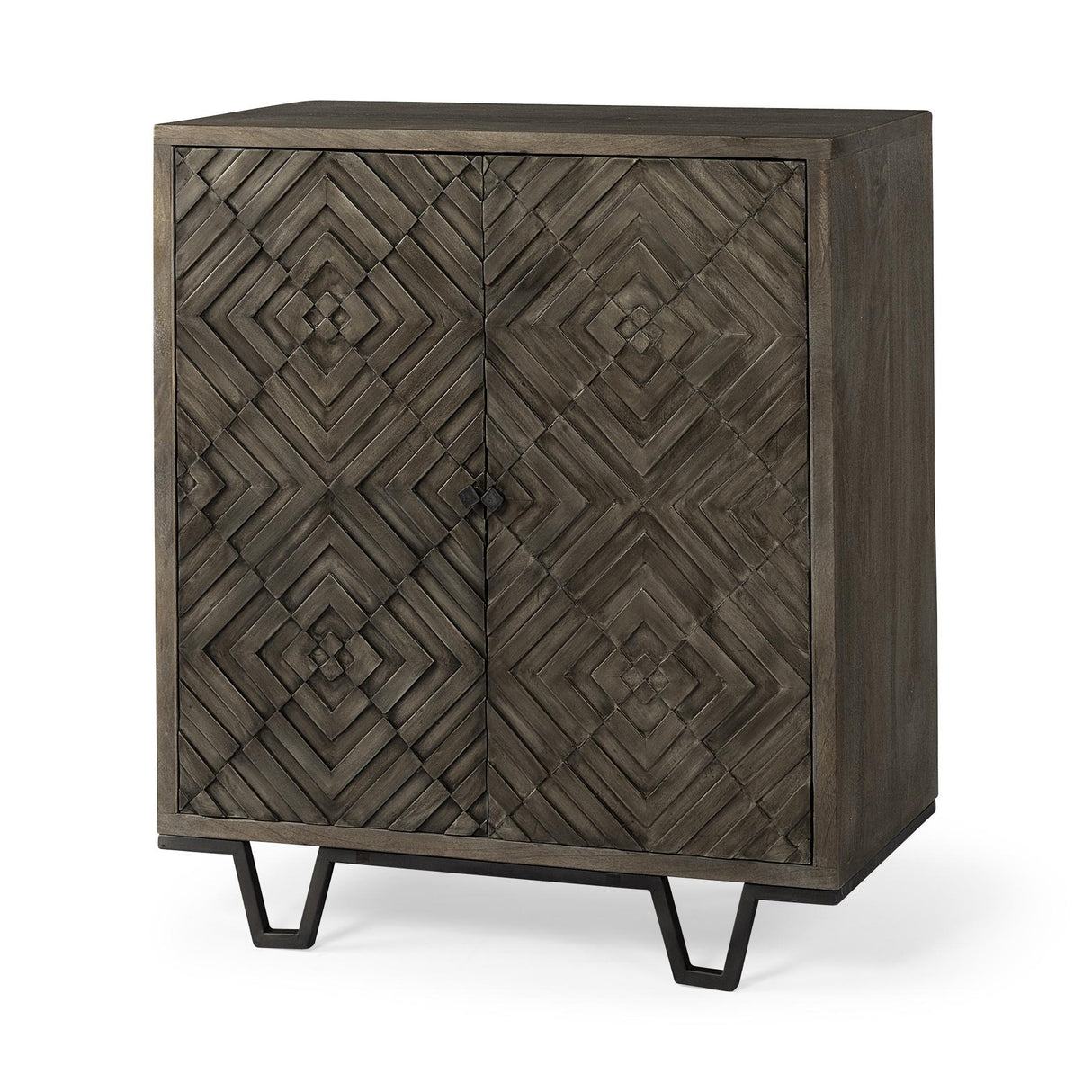 Mercana Argyle I 36L x 16W Dark Brown And Metal 2 Door Accent Cabinet