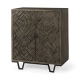 Mercana Argyle I 36L x 16W Dark Brown And Metal 2 Door Accent Cabinet