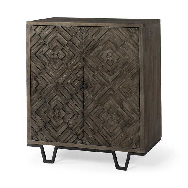 Mercana Argyle I 36L x 16W Dark Brown And Metal 2 Door Accent Cabinet