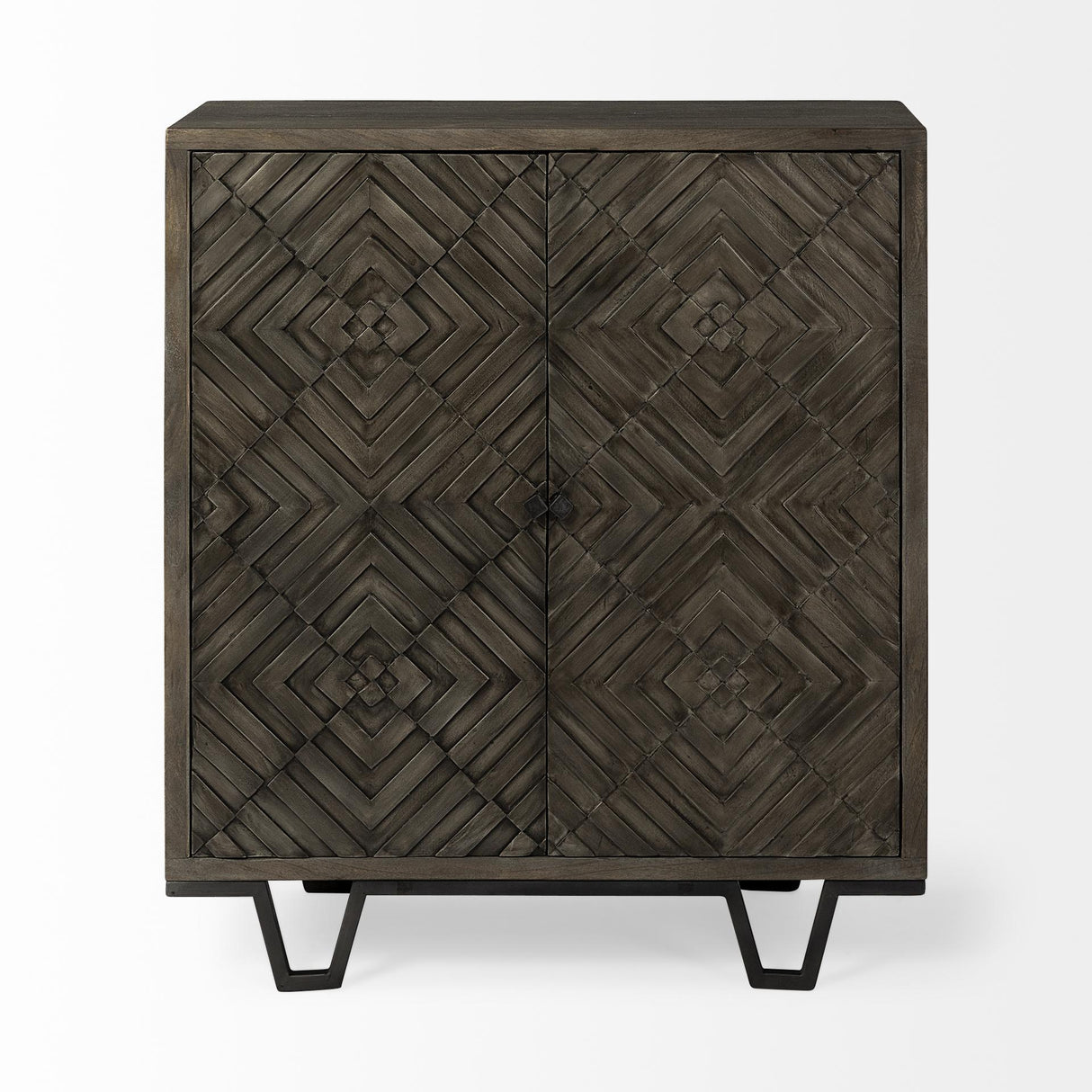 Mercana Argyle I 36L x 16W Dark Brown And Metal 2 Door Accent Cabinet