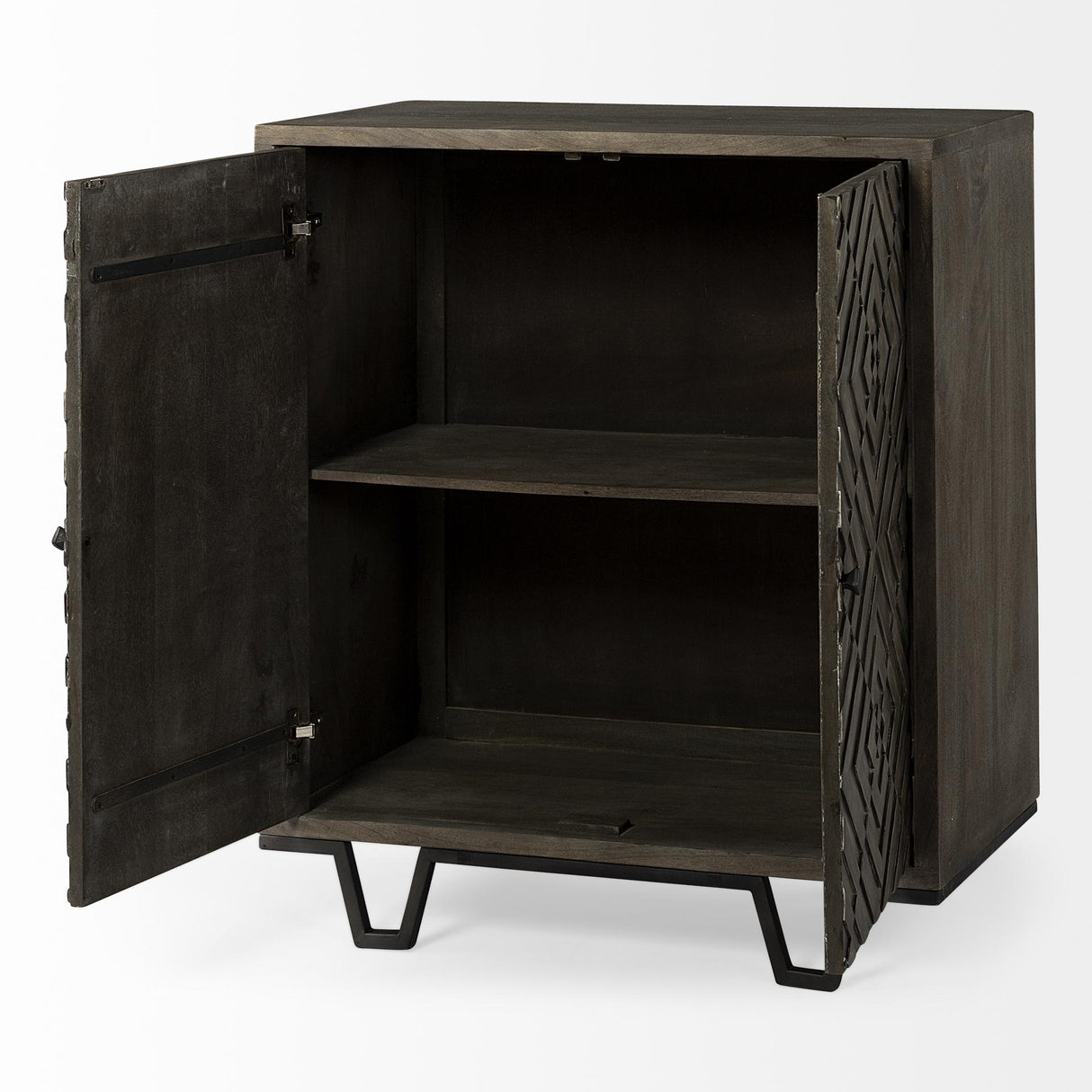 Mercana Argyle I 36L x 16W Dark Brown And Metal 2 Door Accent Cabinet