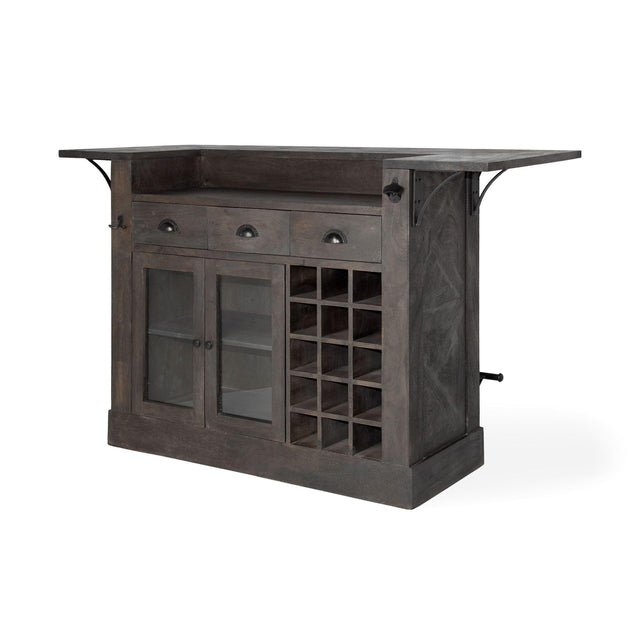 Mercana Cheers Dark Brown Solid Wood Wine Bottle Storage Kitchen Island