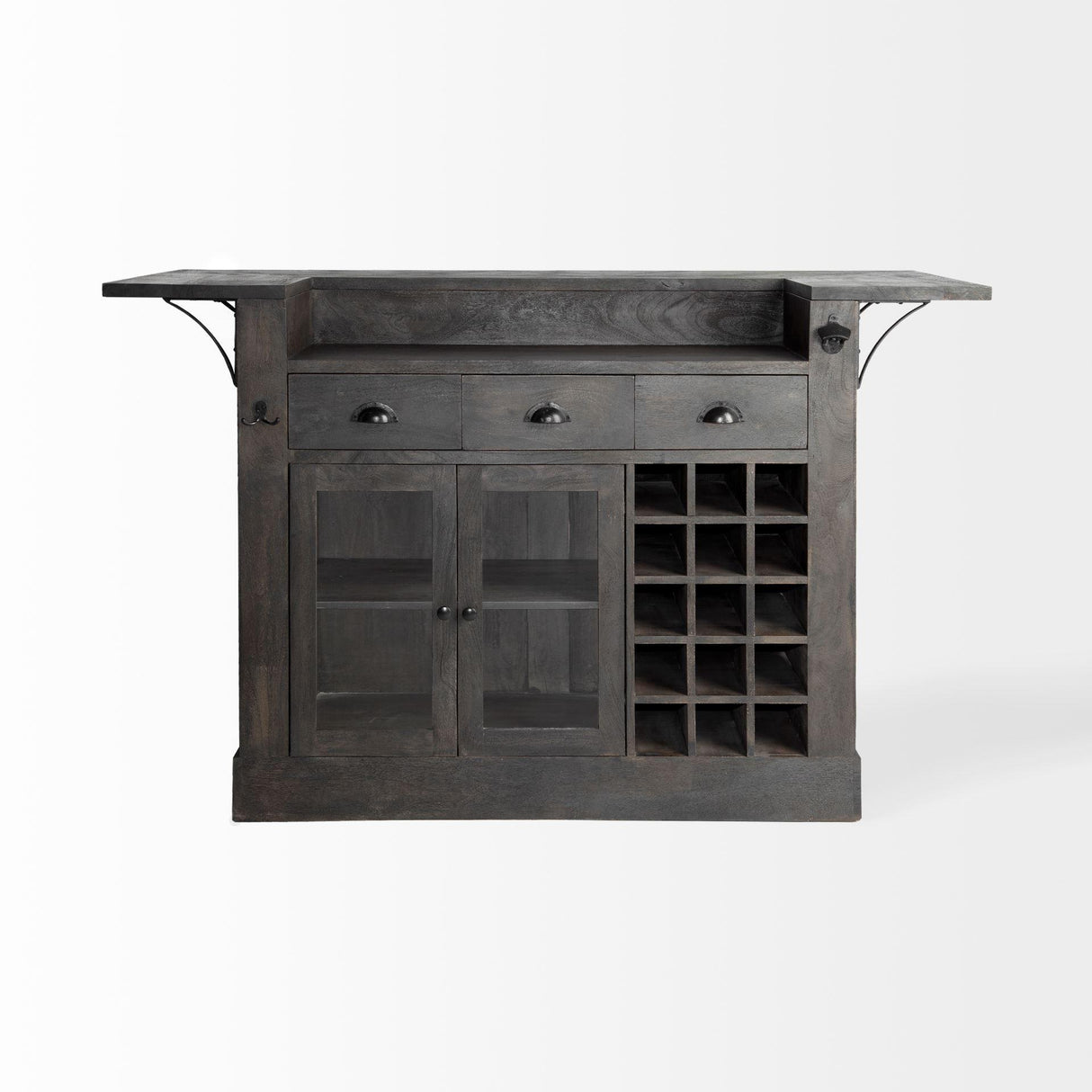 Mercana Cheers Dark Brown Solid Wood Wine Bottle Storage Kitchen Island