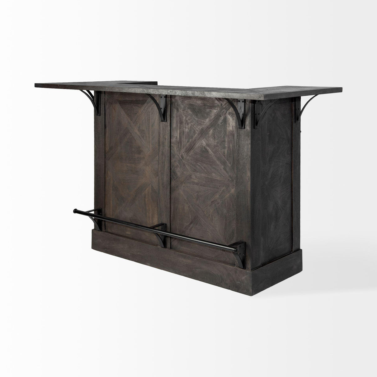 Mercana Cheers Dark Brown Solid Wood Wine Bottle Storage Kitchen Island