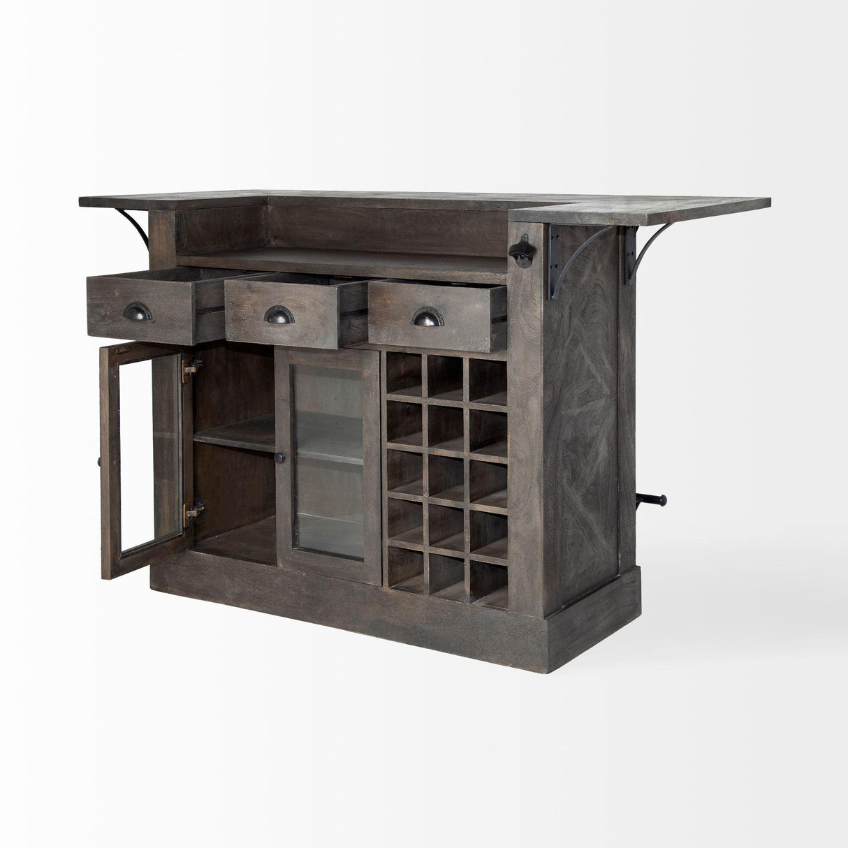 Mercana Cheers Dark Brown Solid Wood Wine Bottle Storage Kitchen Island