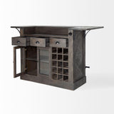 Mercana Cheers Dark Brown Solid Wood Wine Bottle Storage Kitchen Island