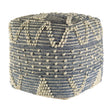 Mercana Rofi Blue Denim and Cream Cotton Stitched Square Pouf