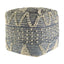 Mercana Rofi Blue Denim and Cream Cotton Stitched Square Pouf