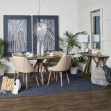 Mercana Rofi Blue Denim and Cream Cotton Stitched Square Pouf