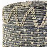Mercana Rofi Blue Denim and Cream Cotton Stitched Square Pouf
