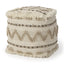 Mercana Caela Beige/Brown Wool, Cotton and Felt Popcorn Stitch Square Pouf