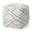 Mercana Tapir Beige Cotton Argyle Pattern Square Pouf
